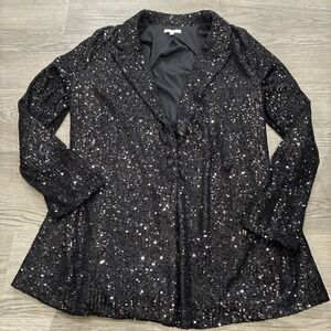 GB Women's Black Sequin Long Sleeve Blazer Jacket | Size XL